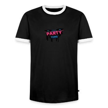 Party Time DJ Pult - Männer Kontrast-T-Shirt - Schwarz/Weiß - Vorne - AI Model Female 172 light (172cm) & AI Model Male 178 light (178cm)