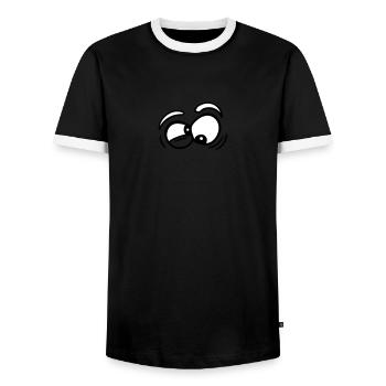 Eyes squint laugh grimace crazy crazy face comic c - Men's Ringer Shirt - black/white - Front - AI Model Female 172 light (172cm) & AI Model Male 178 light (178cm)