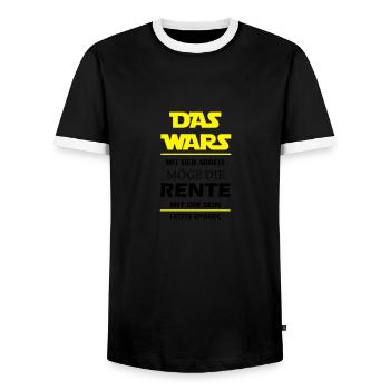 das wars r mit der arbeit rente 02 - Männer Kontrast-T-Shirt - Schwarz/Weiß - Vorne - AI Model Female 172 light (172cm) & AI Model Male 178 light (178cm)