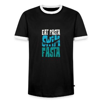 Funny Swimming Swim Team - Men's Ringer Shirt - black/white - Front - AI Model Female 172 light (172cm) & AI Model Male 178 light (178cm)