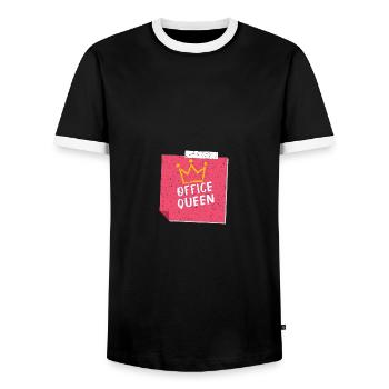 office queen büro köngin sekretärin mitarbeiterin - Männer Kontrast-T-Shirt - Schwarz/Weiß - Vorne - AI Model Female 172 light (172cm) & AI Model Male 178 light (178cm)