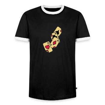 Poker Cards Game Ace Heart Spade Cross Caro Tattoo - T-shirt contrasté Homme - noir/blanc - Devant - AI Model Female 172 light (172cm) & AI Model Male 178 light (178cm)