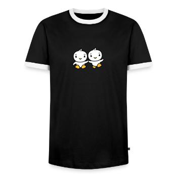 2 friends team couple couple party cool chick cute - Men's Ringer Shirt - black/white - Front - AI Model Female 172 light (172cm) & AI Model Male 178 light (178cm)