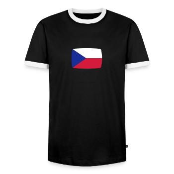 Czech Republic Flag Czech Republic Flag Czech - Men's Ringer Shirt - black/white - Front - AI Model Female 172 light (172cm) & AI Model Male 178 light (178cm)