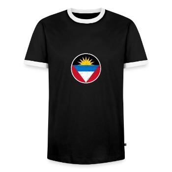 Antigua & Barbuda Flag Antiguan - Men's Ringer Shirt - black/white - Front - AI Model Female 172 light (172cm) & AI Model Male 178 light (178cm)