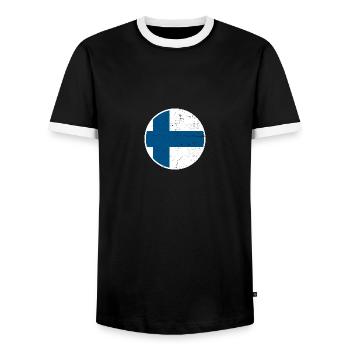 Finlande Drapeau finlandais Finn - T-shirt contrasté Homme - noir/blanc - Devant - AI Model Female 172 light (172cm) & AI Model Male 178 light (178cm)