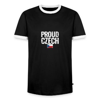 Proud Czech Tschechien Tschechisch Flagge Tscheche - Männer Kontrast-T-Shirt - Schwarz/Weiß - Vorne - AI Model Female 172 light (172cm) & AI Model Male 178 light (178cm)