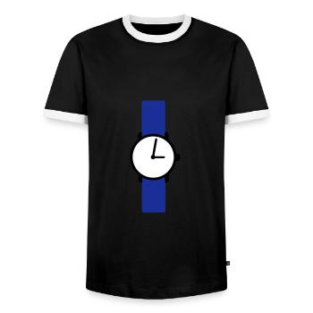 Montre - heure - T-shirt contrasté Homme - noir/blanc - Devant - AI Model Female 172 light (172cm) & AI Model Male 178 light (178cm)