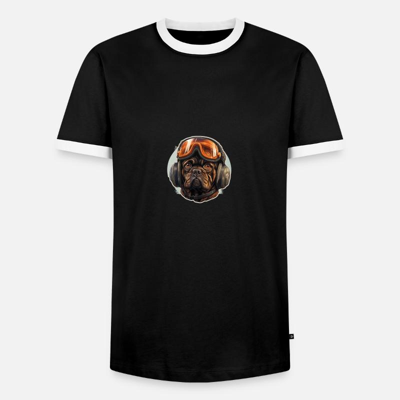 Pug Pilot - Men's Ringer Shirt - black/white