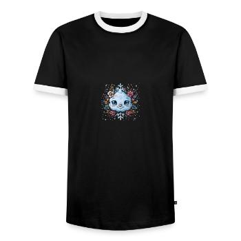 Schneeflocke für Kinder - Männer Kontrast-T-Shirt - Schwarz/Weiß - Vorne - AI Model Female 172 light (172cm) & AI Model Male 178 light (178cm)