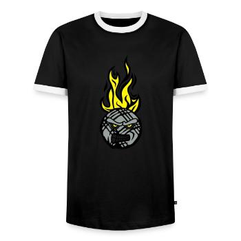 petanque gesicht cartoon flame13 feroce - Männer Kontrast-T-Shirt - Schwarz/Weiß - Vorne - AI Model Female 172 light (172cm) & AI Model Male 178 light (178cm)