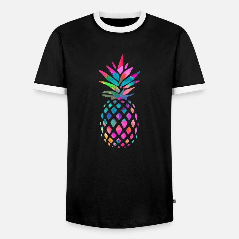 Rainbow Pineapple - Men's Ringer Shirt - black/white