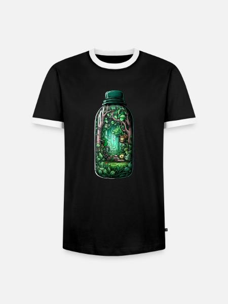 Jungle Bottle Drawing - Men's Ringer Shirt - black/white