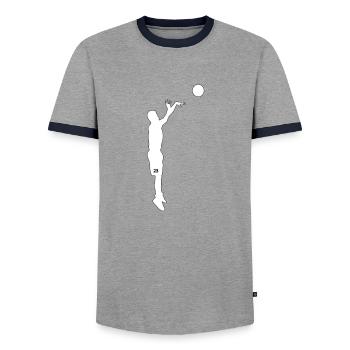 Basketball players - Men's Ringer Shirt - grey/navy  - Front - AI Model Female 172 light (172cm) & AI Model Male 178 light (178cm)