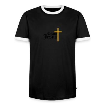 l'équipage de l'équipe croix seigneur jésus concep - T-shirt contrasté Homme - noir/blanc - Devant - AI Model Female 172 light (172cm) & AI Model Male 178 light (178cm)