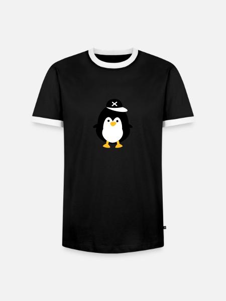 Cute penguin - Men's Ringer Shirt - black/white