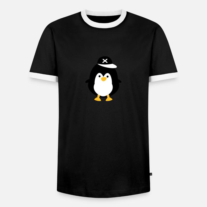 Cute penguin - Men's Ringer Shirt - black/white