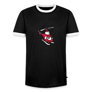 Kleiner süßer Comic Cartoon Heli - Männer Kontrast-T-Shirt - Schwarz/Weiß - Vorne - AI Model Female 172 light (172cm) & AI Model Male 178 light (178cm)