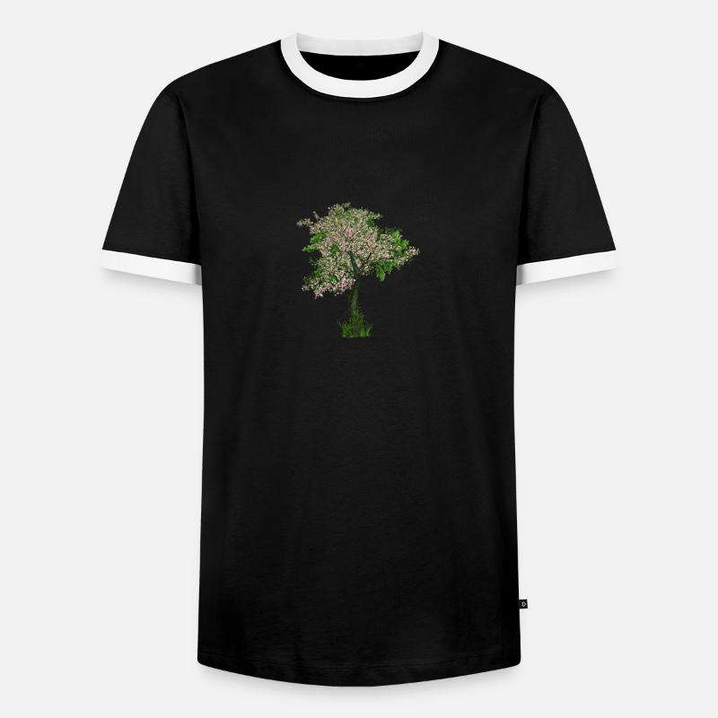 Tree in spring - Men's Ringer Shirt - black/white