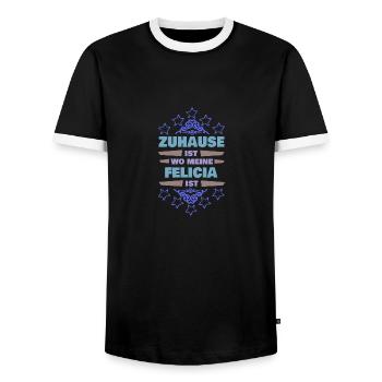 Geschenk für Felicia - Männer Kontrast-T-Shirt - Schwarz/Weiß - Vorne - AI Model Female 172 light (172cm) & AI Model Male 178 light (178cm)