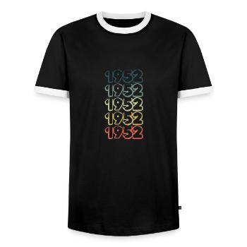 1952 - Männer Kontrast-T-Shirt - Schwarz/Weiß - Vorne - AI Model Female 172 light (172cm) & AI Model Male 178 light (178cm)