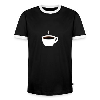 Kaffeetasse - Männer Kontrast-T-Shirt - Schwarz/Weiß - Vorne - AI Model Female 172 light (172cm) & AI Model Male 178 light (178cm)