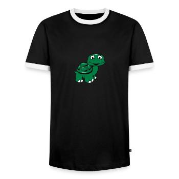 schildkröte lustig - Männer Kontrast-T-Shirt - Schwarz/Weiß - Vorne - AI Model Female 172 light (172cm) & AI Model Male 178 light (178cm)