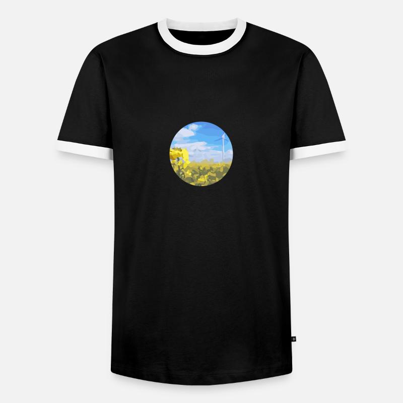 Rapsfeld mit Windrad - Männer Kontrast-T-Shirt - Schwarz/Weiß