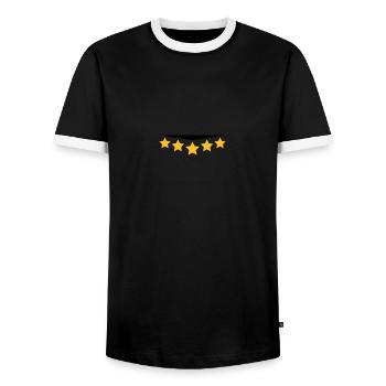 5 Sterne mit Textlinie - Männer Kontrast-T-Shirt - Schwarz/Weiß - Vorne - AI Model Female 172 light (172cm) & AI Model Male 178 light (178cm)