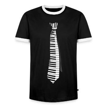 Pianiste piano Drôle Cravate de clavier - T-shirt contrasté Homme - noir/blanc - Devant - AI Model Female 172 light (172cm) & AI Model Male 178 light (178cm)