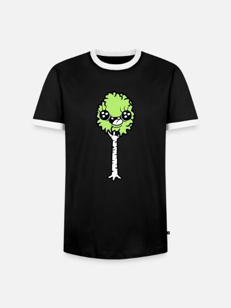 Laughing Cartoon Birch - Men's Ringer Shirt - black/white