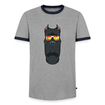 Cane Corso I Spain Sunglasses I Spanish Flag - Männer Kontrast-T-Shirt - Grau/Navy  - Vorne - AI Model Female 172 light (172cm) & AI Model Male 178 light (178cm)
