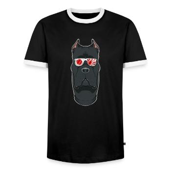 Cane Corso Japan Sunglasses I Japanese Flag - Männer Kontrast-T-Shirt - Schwarz/Weiß - Vorne - AI Model Female 172 light (172cm) & AI Model Male 178 light (178cm)