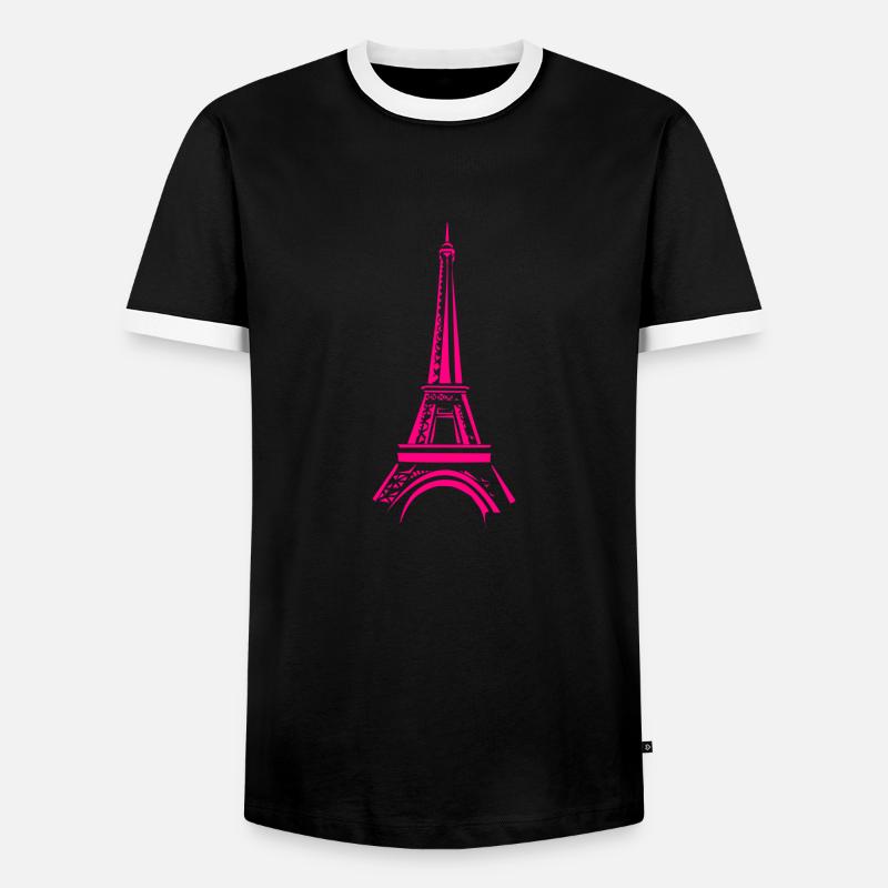 Pink Eiffel Tower - Men's Ringer Shirt - black/white