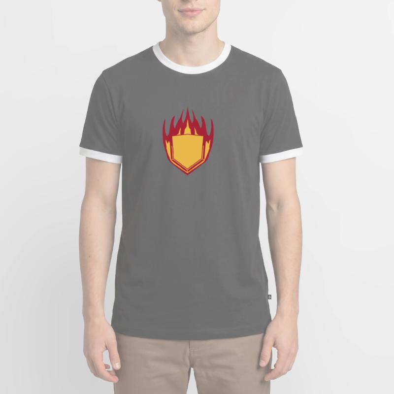 hot fire flames angular shield emblem emblem frame Men's Ringer Shirt