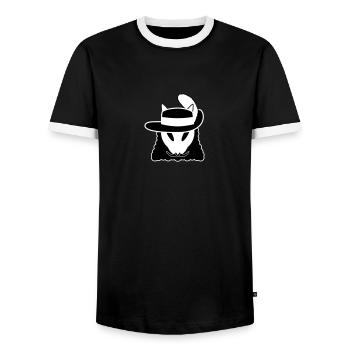 D'Artekuroeil - Men's Ringer Shirt - black/white - Front - AI Model Female 172 light (172cm) & AI Model Male 178 light (178cm)