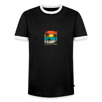 Ich kann nicht Urlaub machen - Männer Kontrast-T-Shirt - Schwarz/Weiß - Vorne - AI Model Female 172 light (172cm) & AI Model Male 178 light (178cm)
