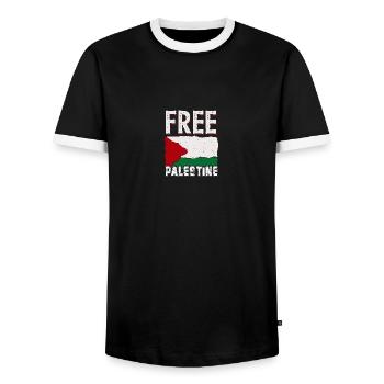 palestine - T-shirt contrasté Homme - noir/blanc - Devant - AI Model Female 172 light (172cm) & AI Model Male 178 light (178cm)