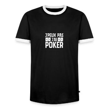 I can't I have Poker Card Game Humor - Männer Kontrast-T-Shirt - Schwarz/Weiß - Vorne - AI Model Female 172 light (172cm) & AI Model Male 178 light (178cm)