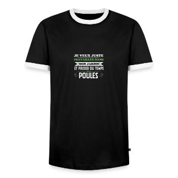 Je veux juste passer du temps avec mes poules - T-shirt contrasté Homme - noir/blanc - Devant - AI Model Female 172 light (172cm) & AI Model Male 178 light (178cm)