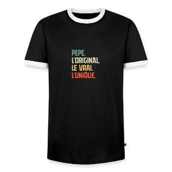 Pépé L'original Le Vrai L'unique Cadeau - T-shirt contrasté Homme - noir/blanc - Devant - AI Model Female 172 light (172cm) & AI Model Male 178 light (178cm)