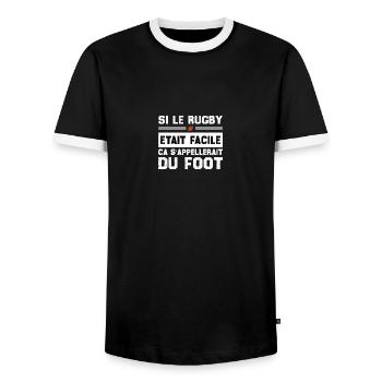 Wenn Rugby einfach wäre, würde man es Fußball nennen - Männer Kontrast-T-Shirt - Schwarz/Weiß - Vorne - AI Model Female 172 light (172cm) & AI Model Male 178 light (178cm)