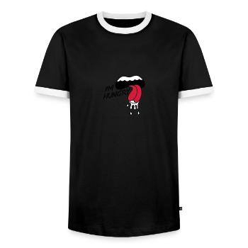 im_hungry_mouth - Men's Ringer Shirt - black/white - Front - AI Model Female 172 light (172cm) & AI Model Male 178 light (178cm)