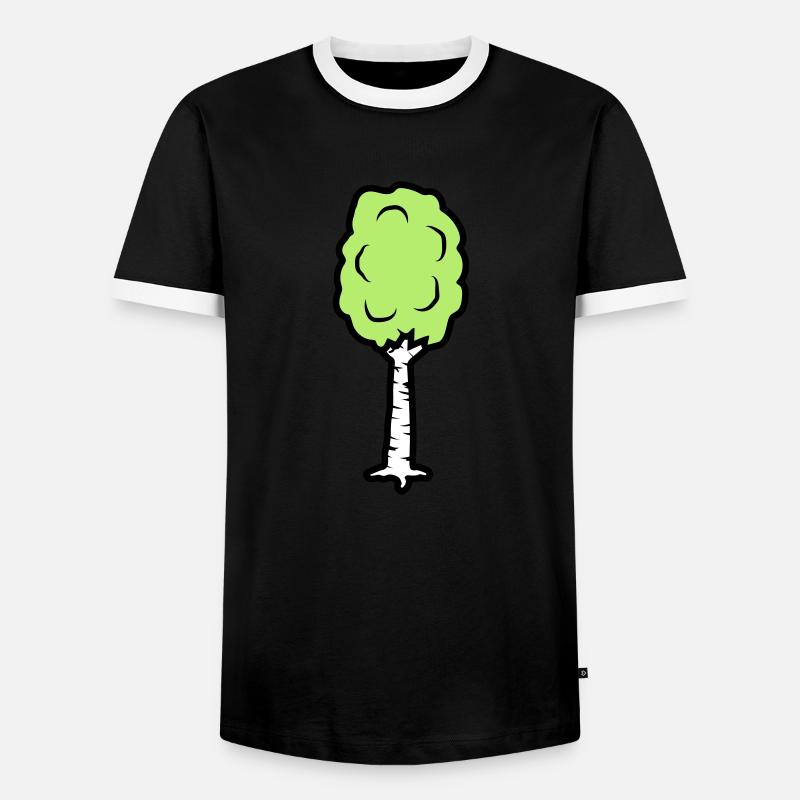 Comic Birke Bäumchen - Männer Kontrast-T-Shirt - Schwarz/Weiß