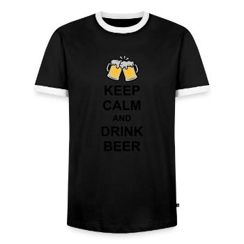 Keep Calm Drink Beer - Männer Kontrast-T-Shirt - Schwarz/Weiß - Vorne - AI Model Female 172 light (172cm) & AI Model Male 178 light (178cm)