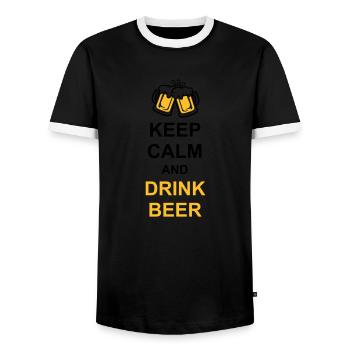 Drink Beer Keep Calm - Männer Kontrast-T-Shirt - Schwarz/Weiß - Vorne - AI Model Female 172 light (172cm) & AI Model Male 178 light (178cm)