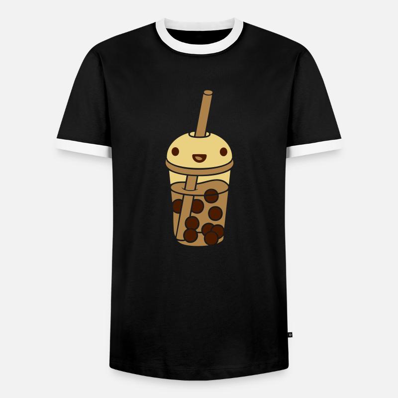 Anime Face Bubble Tea - Men's Ringer Shirt - black/white