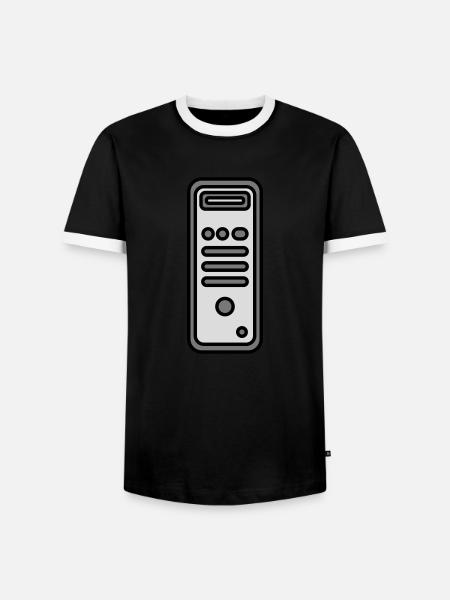 Chassis Computer Tower Icon - Men's Ringer Shirt - black/white