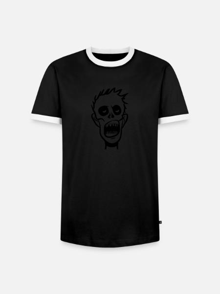 zombie funny uhyggelig tegneserie hoved - Herre kontrast-T-shirt - sort/hvid