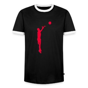 Basketball players - Men's Ringer Shirt - black/white - Front - AI Model Female 172 light (172cm) & AI Model Male 178 light (178cm)